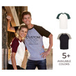 Adult Unisex Custom Fine Jersey Short Sleeve Raglan Tee - Personalize & Design Your Own Raglan Shirt