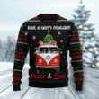 Pug Dogs Carrying Gift Christmas On The Red Car Ugly Christmas Sweater