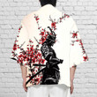 Japanese Samurai Red Flower Kimono Shirt 09776