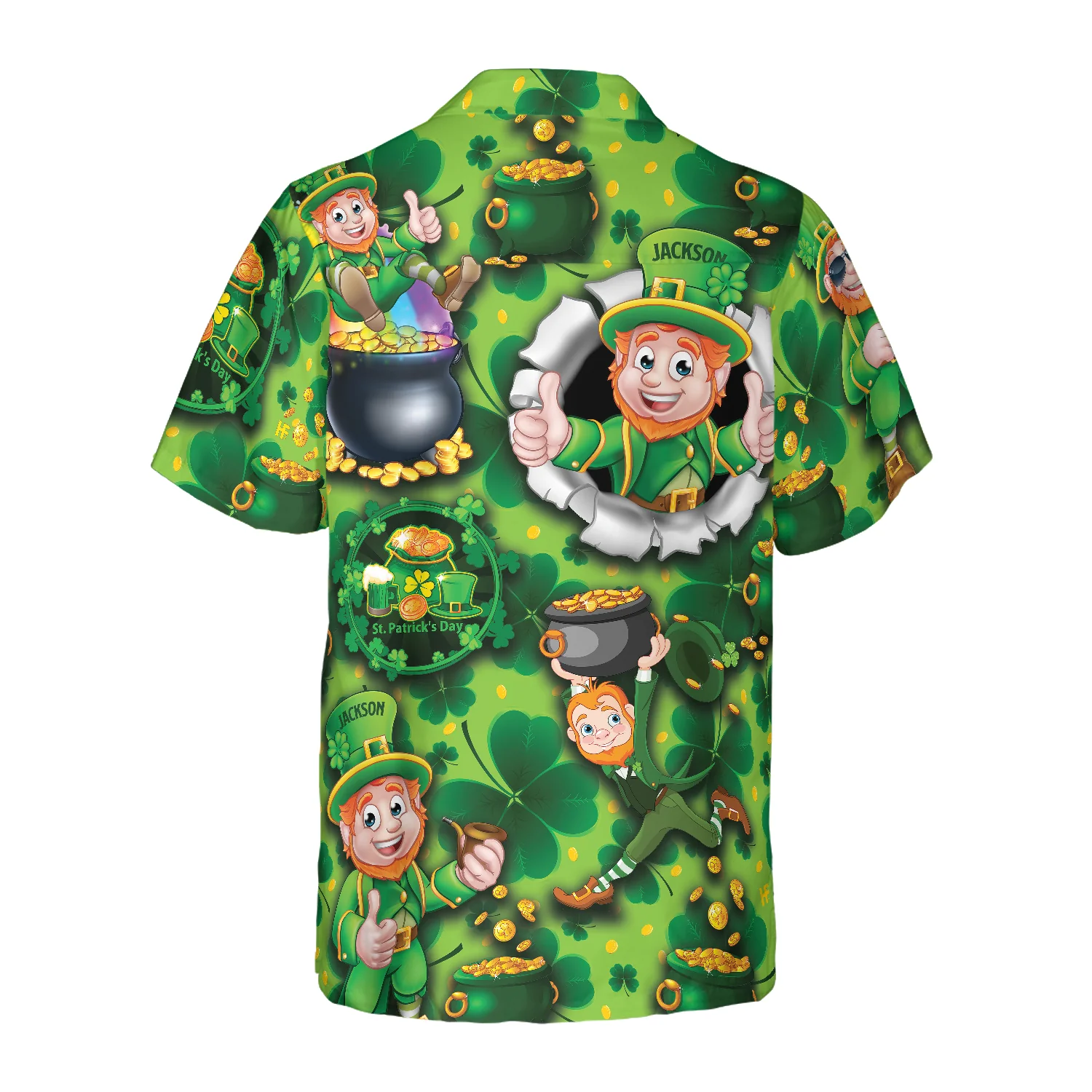 Personalized Name Leprechaun Happy Saint Patricks's Day Custom Hawaiian Shirt