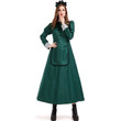 Women Halloween Cosplay Costume Vampire Maid Outfit Dress Housekeeper Uniform Retro Mediaeval Elegant Long-sleeved Dress