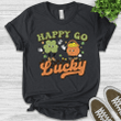 Retro Happy Go Lucky St Patricks Day Printed Tshirt