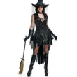 Halloween Ladies Black Sequins Witch Costume Adult Women Book Day Wicked Sorceress Fancy Dress
