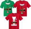 Elf and  Santa Christmas family t-shirts vacation birthday family matching tshirt