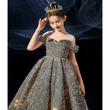 Children dress princess dress sequin girl catwalk host evening dress girl domineering and dignified piano costume