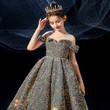 Children dress princess dress sequin girl catwalk host evening dress girl domineering and dignified piano costume
