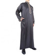 Men Zipper Qatar Muslim Moroccan Nigerian Style Black Long-Sleeved Stand-Up Collar Plus Size Islamic Arabian Robe Worship Robe