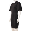 Clergy Church Dress for Women Short Bell Sleeve Elegance Pencil Dresses with Tab Insert Collar
