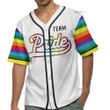 Custom Name And Number Lgbt Team Pride White - Personalized Baseball Jersey