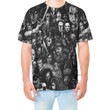 All Villains Horror Movie Characters Black And White Art - 3D Tshirt
