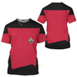 3D Star Trek The Next Generation 1987 1994 Red Custom Cosplay Tshirt QT305896Hf
