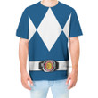 Cosplay Blue MIGHTY MORPHIN Power Ranger Custom Tshirt QT205220Zc