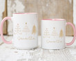 Personalized Custom Name Golden Christmas Trees Accent Ceramic Mug