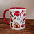 Gingerbread House, Blankets, Hot Chocolate, Red Christmas Accent Ceramic Mug