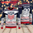 Personalized Custom Name USA Football Cup Champion Ugly Christmas Sweaters