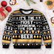 Wonderful Time For A Beer - Christmas Gift For Adults - 3D Ugly Christmas Sweater