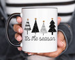 Tis The Season Black Pine Tree Christmas Accent Ceramic Mug