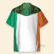 Irish St. Patrick Day Four-leaf Clover Hand Ripping Open American Flag Pattern - Hawaiian Shirt
