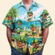 St. Patrick Day Little Leprechaun Surfing In Tropical Island - Hawaiian Shirt