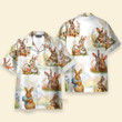 Cute Couple Bunny Carrying Basket Of Easter Eggs - Hawaiian Shirt