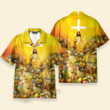 Jesus Seated On A Couch With Easter Rabbit And Eggs - Hawaiian Shirt