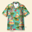 Bunny And Easter Eggs Tropical Leaves Pattern - Hawaiian Shirt