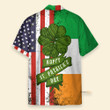 St. Patrick Day Vintage Joyful Leprechaun American Flag Pattern - Hawaiian Shirt