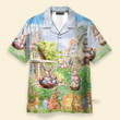 Flowers, Eggs And Bunny Happy Easter Day - Hawaiian Shirt