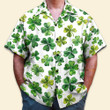 Irish Shamrocks And Four-Leaf Clovers Seamless Pattern - Hawaiian Shirt