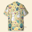 Cute Bunny And Easter Eggs Yellow Seamless Pattern - Hawaiian Shirt