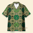 Saint Patrick's Day Green Floral Golden Seamless Pattern - Hawaiian Shirt