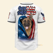 Custom Name German Shepherd American Flag White - Personalized Baseball Jersey