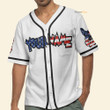 Custom Name German Shepherd American Flag White - Personalized Baseball Jersey