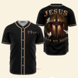 Homesizy Jesus Has My Back Black And Golden - Baseball Jersey