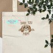 Custom Shih Tzu Dog Mom Embroidered Tote Bag, Personalized Tote Bag with Dog Name, Best Gifts For Shih Tzu Lovers
