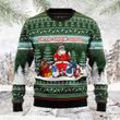 Santa Clause Skiing Up To Snow Good Funny Green Ugly Sweater