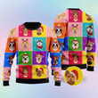 Funny Dog Colorful Face Ugly Christmas Sweater For Men & Women