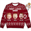 Personalized Custom Name Photo Inserted Most Loved Nana Ugly Sweater