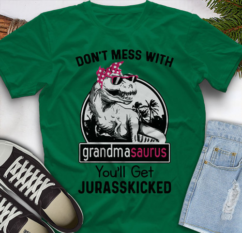 Family Hobby Holiday Don't Mess With GrandmaSaurus Unisex Cotton T Shirt Unisex Cotton Tshirt