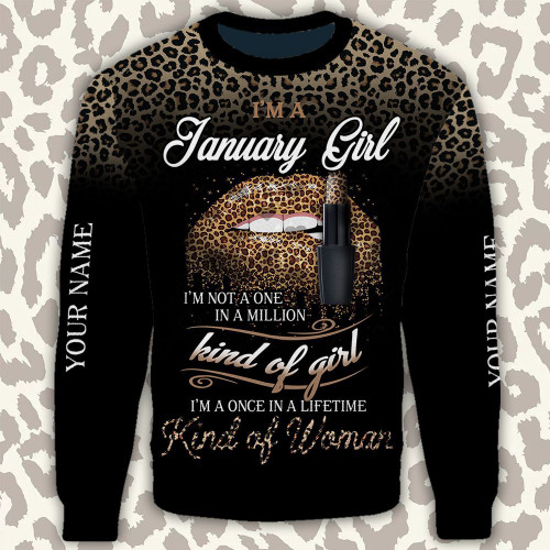 Personalized Custom Name January Girl Leopard Ziphoodie