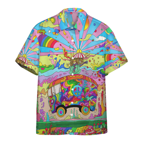 3D Lets Riding On Magic Hippie Bus Custom Short Sleeve Shirt QT205143Lb Hawaiian Shirts