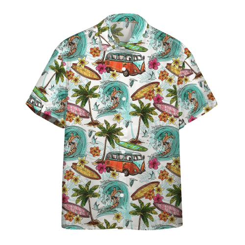 3D Surfing And Hippie Vans Custom Hawaiian Shirt QT208028Lb