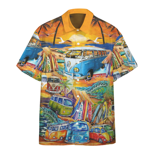 3D Hippie Vans Surfing Hawaii Custom Short Sleeve Shirt Hawaiian Shirt QT205144Lb