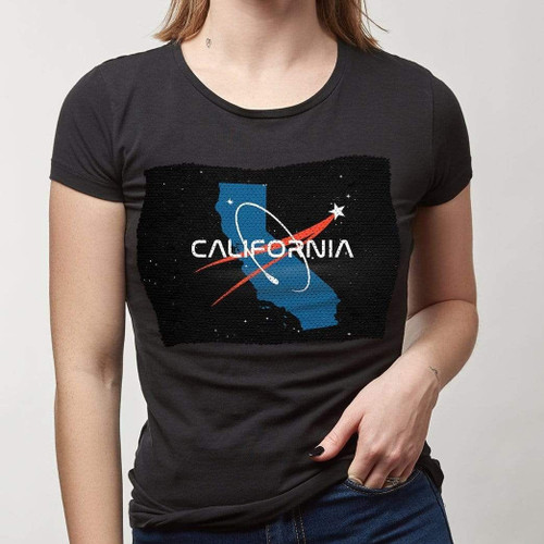 Sequin Print Women USA California Custom T-shirt