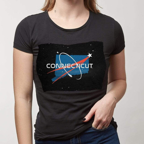 Sequin Print Women USA Connecticut Custom T-shirt