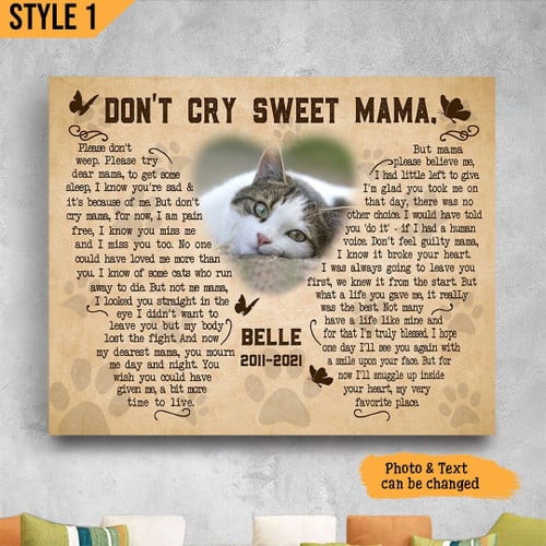 Personalized Custom Name And Insert Photo Cat Memorial Passing Gift Pet Loss Gift For Cat Mom Photo Canvas HY209126