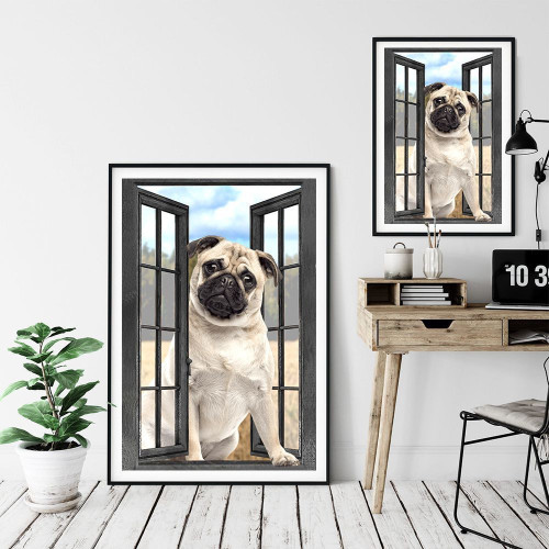 Pug Window Canvas