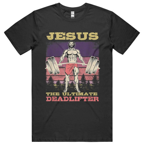Jesus The Ultimate Deadlifter Bodybuilding Workout Printed Tshirt QT211350