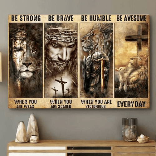 Canvas Jesus Be Strong Brave Huble Awesome HY207024Ee