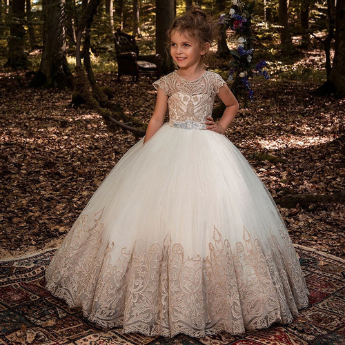 Children's dress long Flower Girl Wedding Dress catwalk performance dress fluffy gauze dress girl Princess Dress